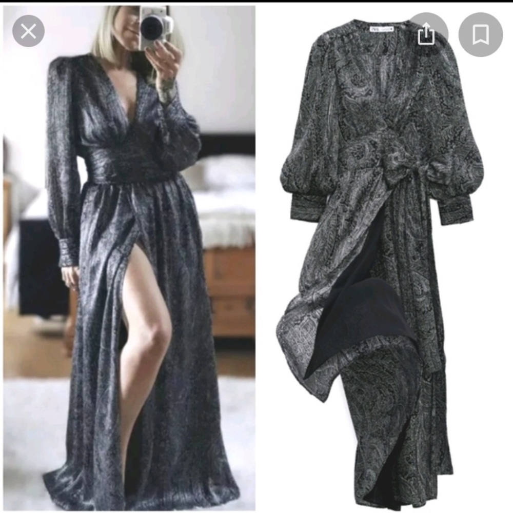 (Zara)NWT- Long Wrap Print Maxi Dress